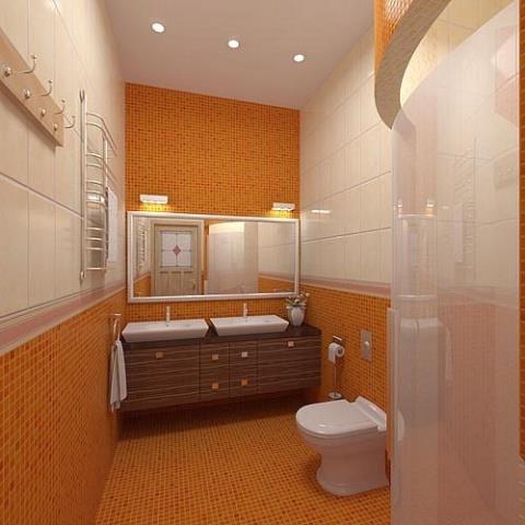 оранжевая плитка для ванной комнаты
